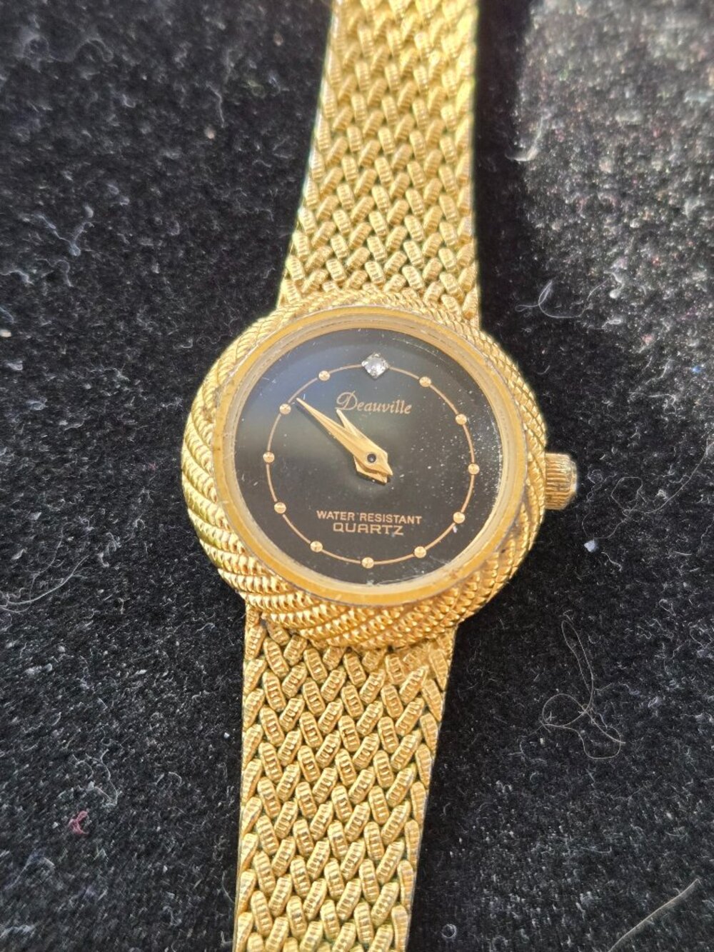 Deauville Gold Tone Vintage Quartz Water Resistant Women's Woven Band Watch